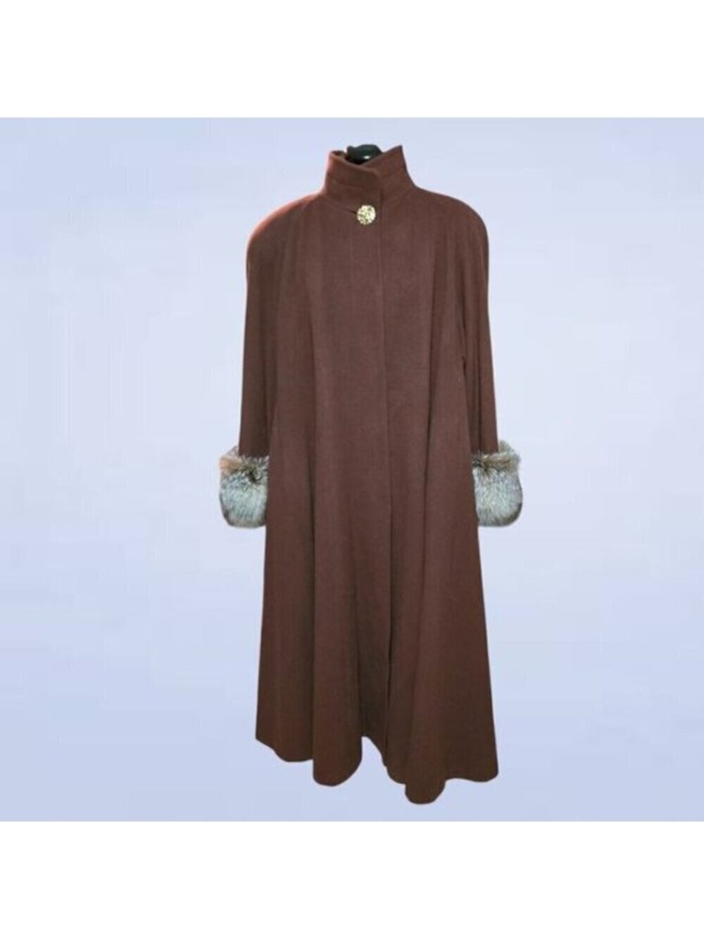 Vintage Holt Renfrew Cashmere and Wool Peacoat with Fur Accents -‎ Extra Large